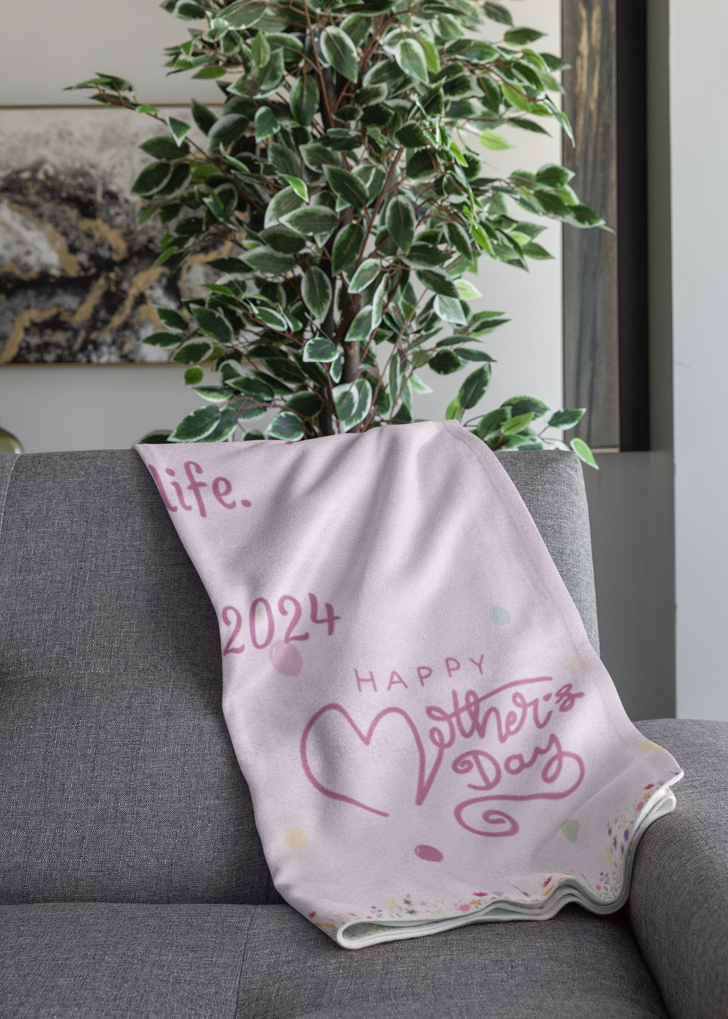 Custom Sentences, Velveteen Plush Blanket, Pink, Happy Mother's Day Gift