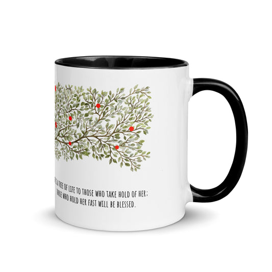 White Ceramic Mug, Tree of Life, Bible Quote, 11/15oz, 10colors