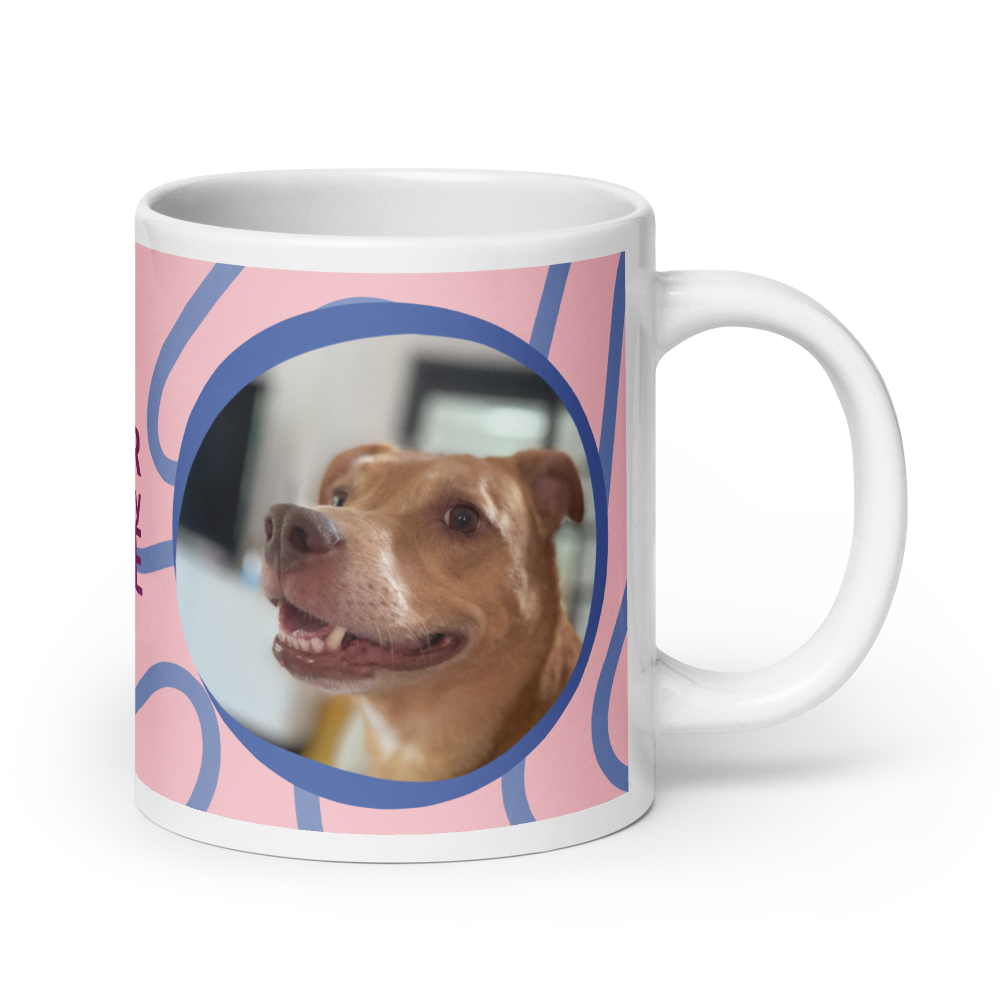 Custom Photo, Name, White glossy mug, Pink