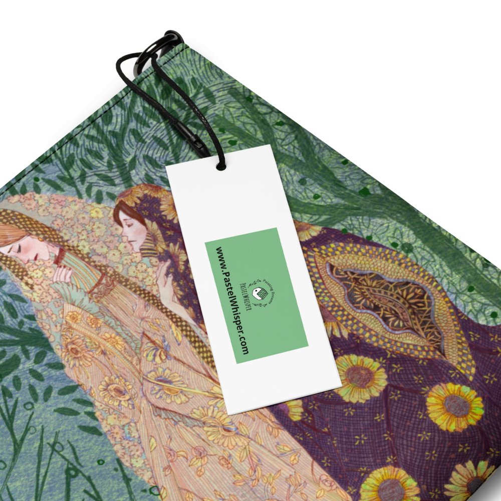 Artistic Crossbody Bag, princess walking in the green illust, all over print - PastelWhisper