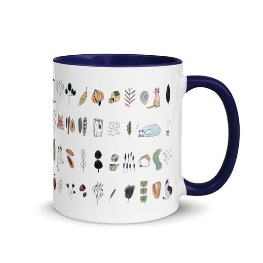 Artistic Mug, Cat and Tree illustration Mug with Color Inside, 11oz, 15oz, 10 colors - PastelWhisper