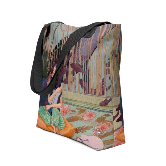 Artistic Tote Bag, 15" x 15", A Young Princess's Dream Song, all over print - PastelWhisper