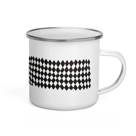 Black Harlequin pattern_Enamel Mug - PastelWhisper
