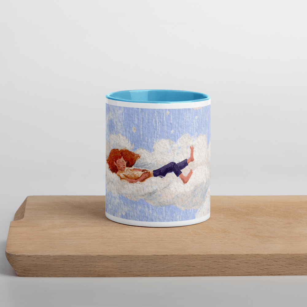 Breath of Bliss Mug, 11oz Ceramic Mug, Blue color inside - PastelWhisper
