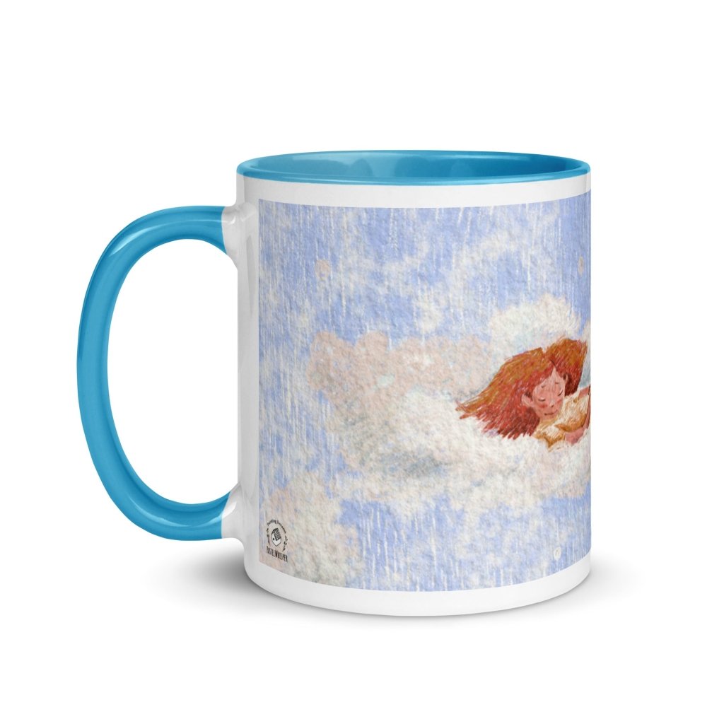 Breath of Bliss Mug, 11oz Ceramic Mug, Blue color inside - PastelWhisper
