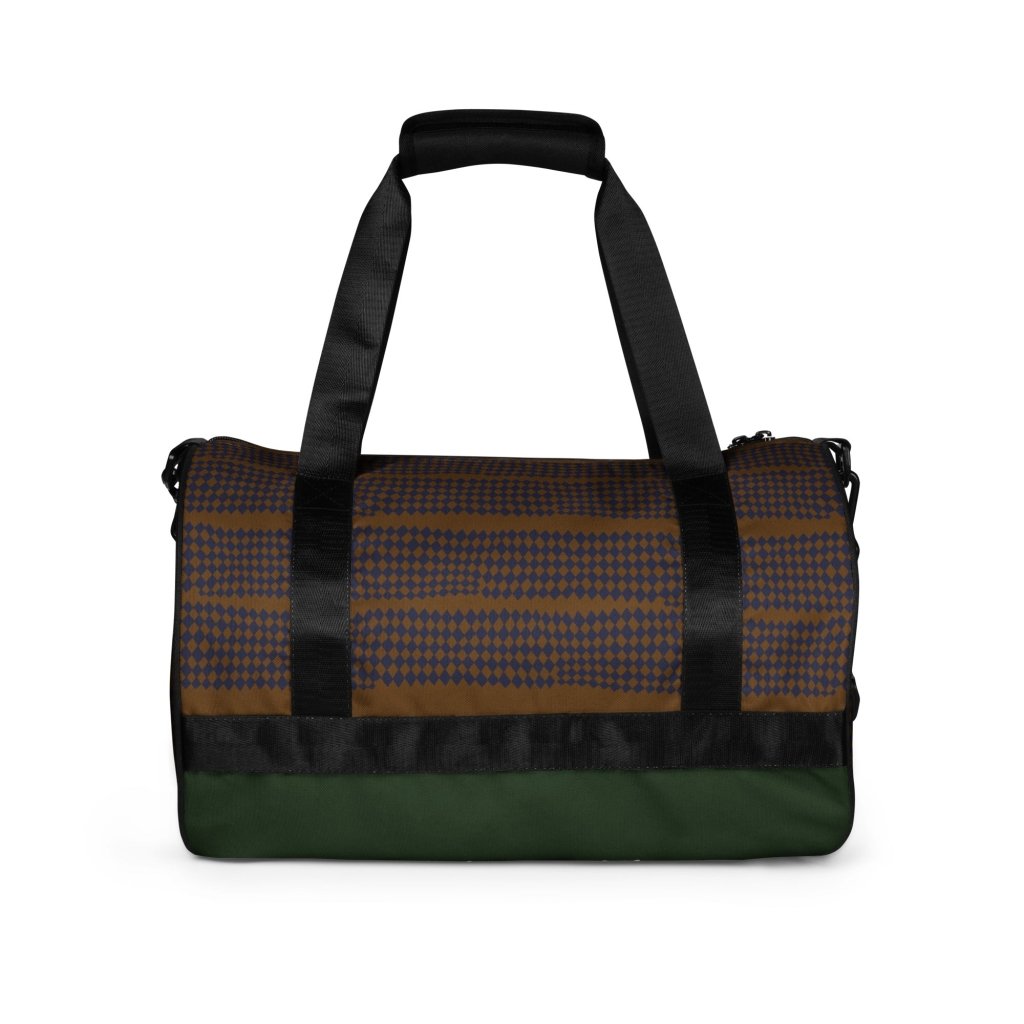 Brown Checker Pattern Duffle Bag, All-over print Gym Bag, Personalized Available! - PastelWhisper