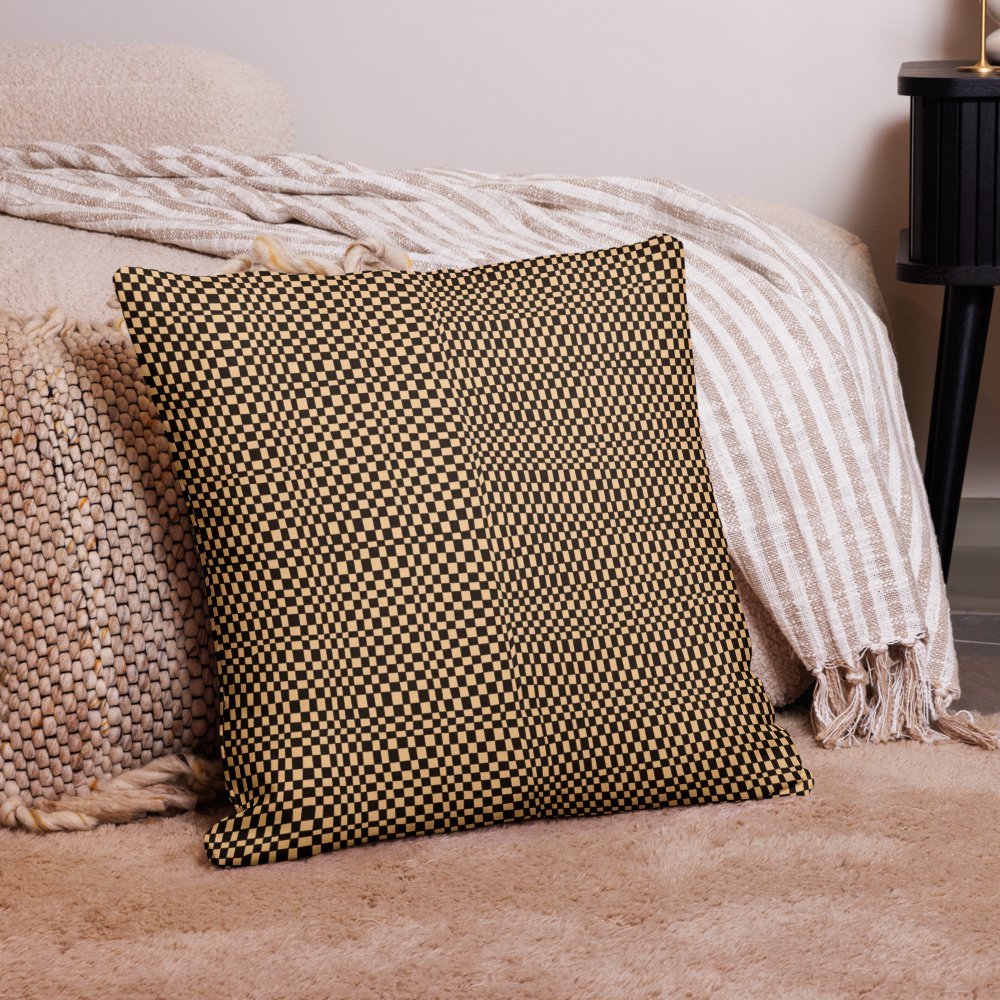 Buffalo Pattern, Frangipani Yellow Checker, Premium Pillow, 18"x18", 20"x12", 22"x22" - PastelWhisper