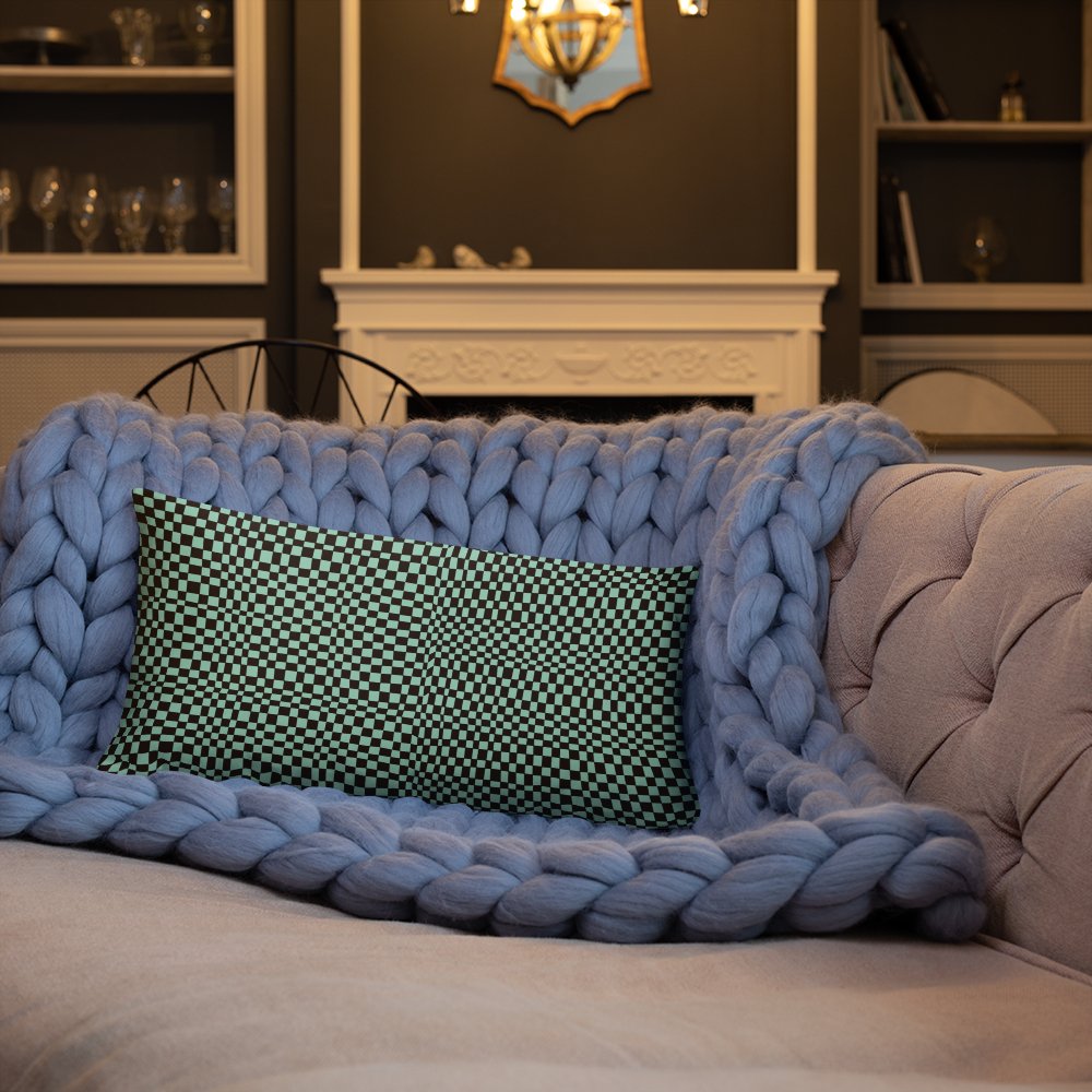 Buffalo Pattern, Vista Blue Checker, Premium Pillow, 18"x18", 20"x12", 22"x22" - PastelWhisper