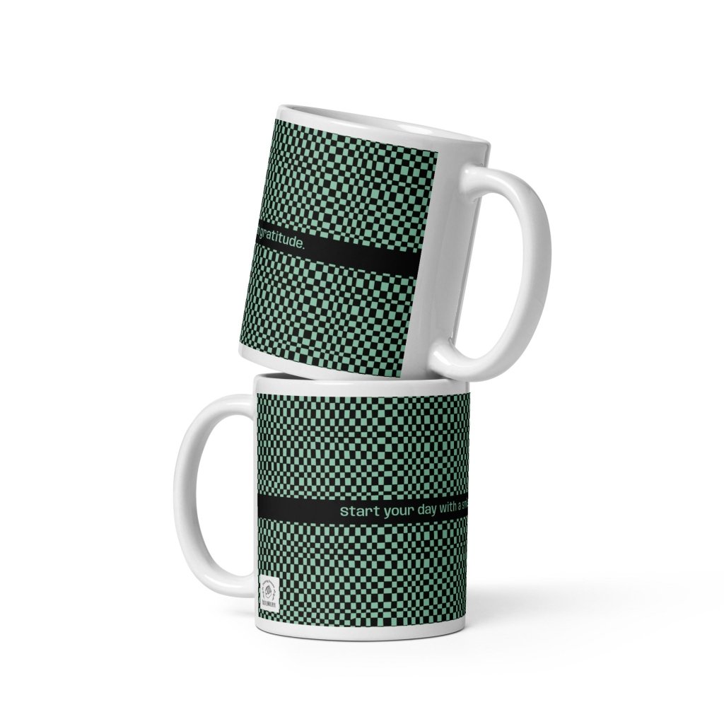 Custom_Black pattern & Black line Ceramic mug, 11oz, 15oz, 20oz, 3 size, 4 color, Personalized - PastelWhisper