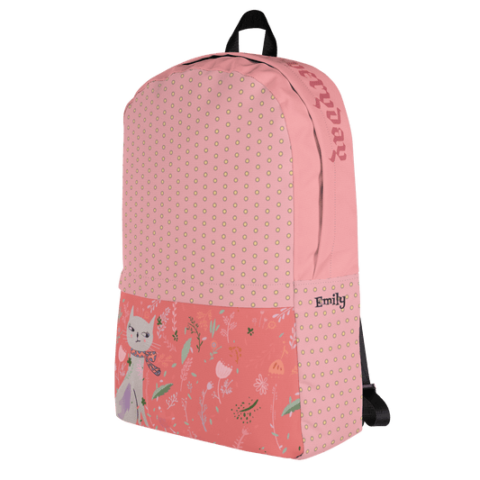 Custom Name Backpack, Scarf Cat Backpack for children, light Pink Backpack - PastelWhisper