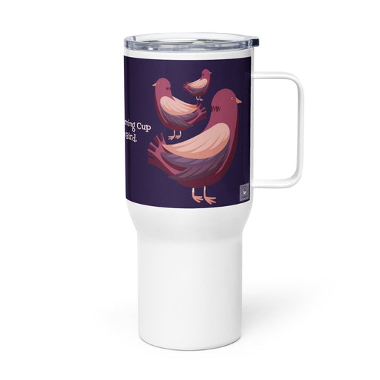 Custom name, Brown Bird on Purple Travel mug with a handle, 25oz, Personalized - PastelWhisper