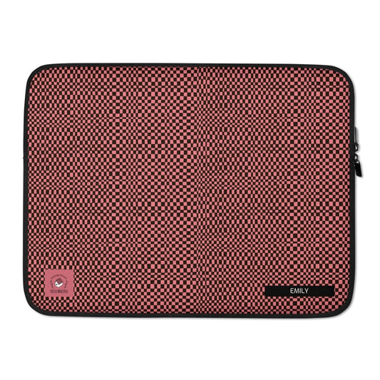 Custom name Buffalo Pattern Laptop Sleeve, Red Checker, 13", 15", 4 colors, Personalized Name - PastelWhisper