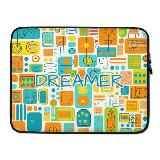Custom name Dreamer Orange Mint Laptop Sleeve, Tablet Sleeve, 13", 15", Personalized Name - PastelWhisper
