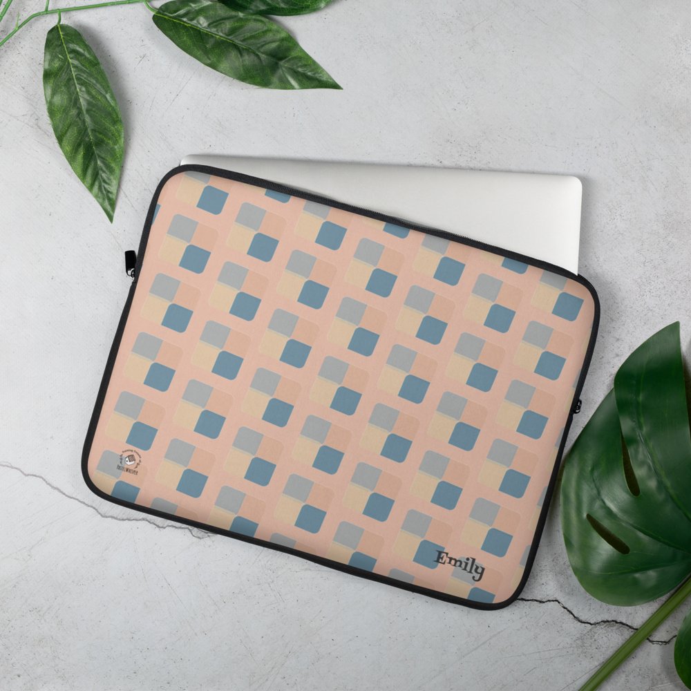 Custom name Muted Apricot Laptop Sleeve, Tablet Sleeve, 13", 15", Personalized name - PastelWhisper