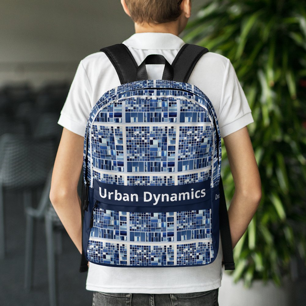 Custom Name Urban Dynamics Blue Backpack: Personalized Name - PastelWhisper