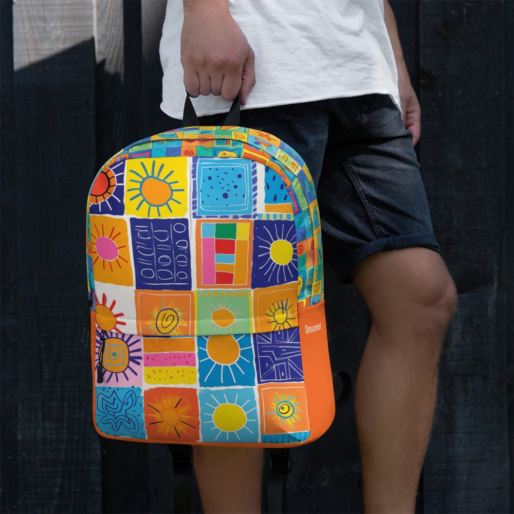 Custom Name, Vivid Color Sunshine Backpack, orange, mint, blue, Personalized Name - PastelWhisper