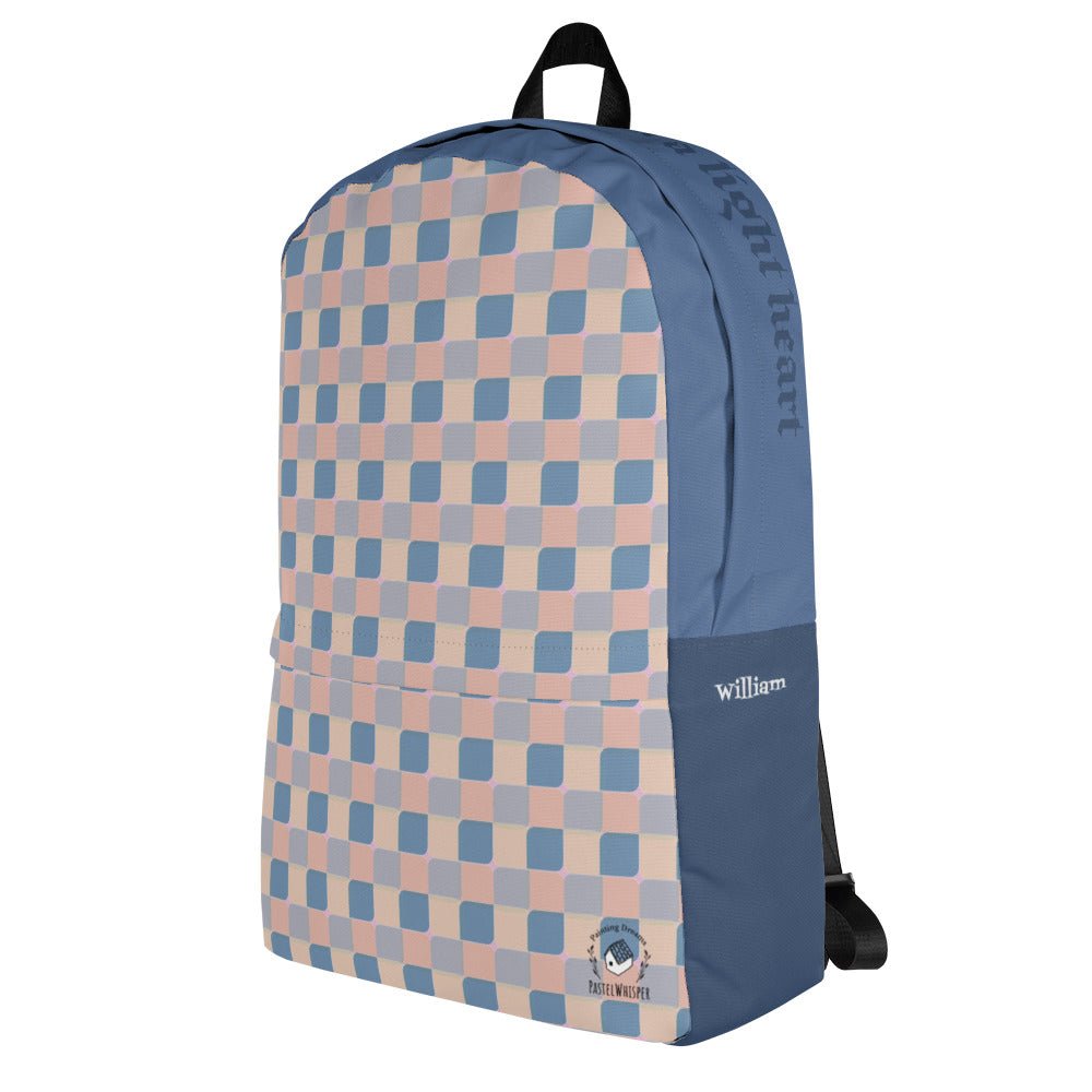 Custom Name Warmtone Muted Skyblue Backpack; Personalized Name - PastelWhisper