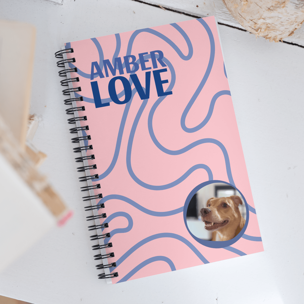 Custom Photo & Text - Spiral notebook, Pink, 5.5x8.5" - PastelWhisper