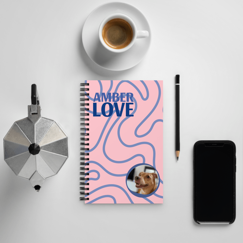 Custom Photo & Text - Spiral notebook, Pink, 5.5x8.5" - PastelWhisper
