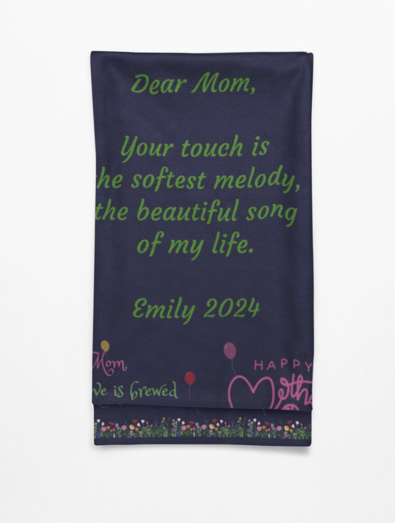 Custom Sentences, Dark Blue Velveteen Plush Blanket: Happy Mother's Day Gift - PastelWhisper