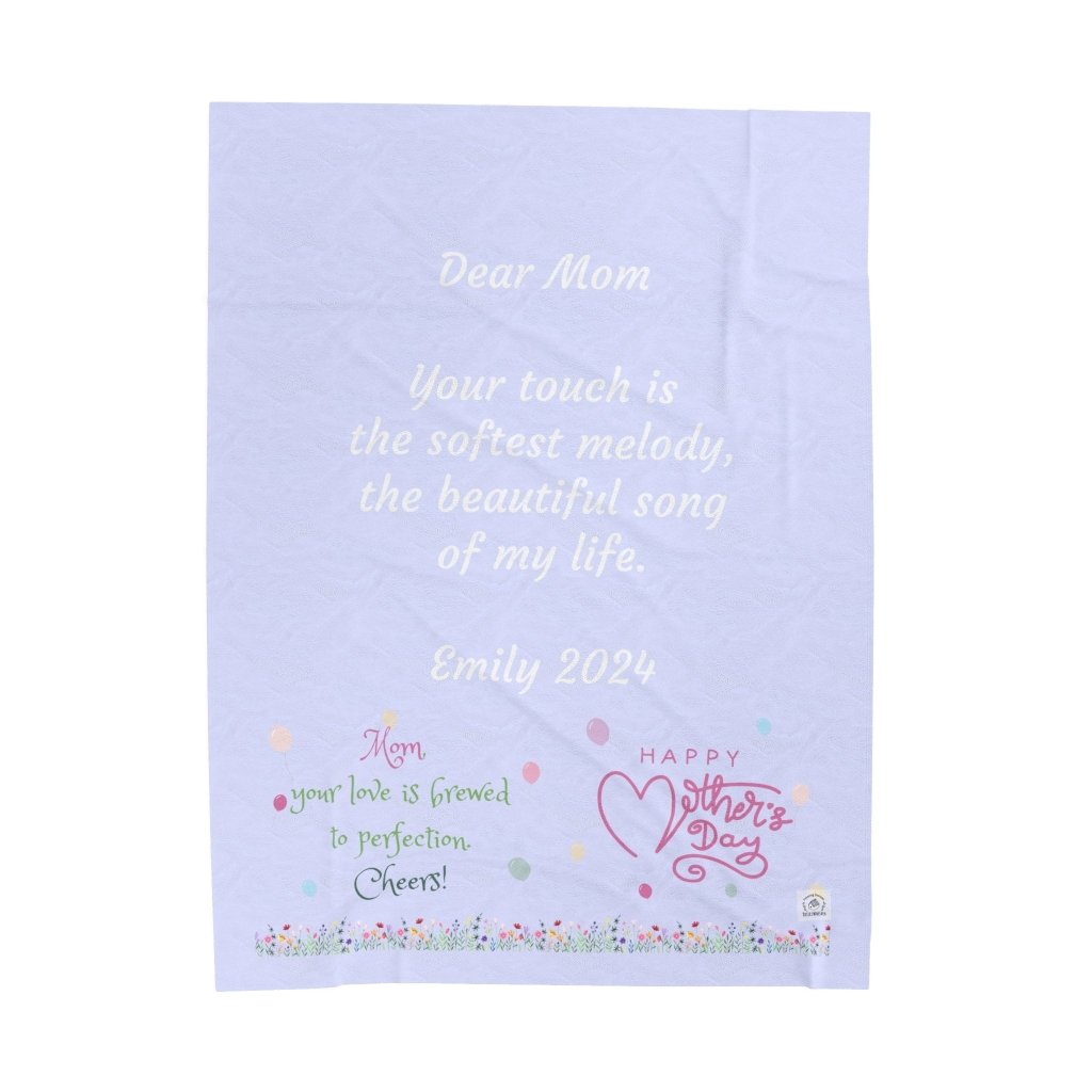 Custom Sentences, Velveteen Plush Blanket, Light Lavender, Happy Mother's Day Gift - PastelWhisper
