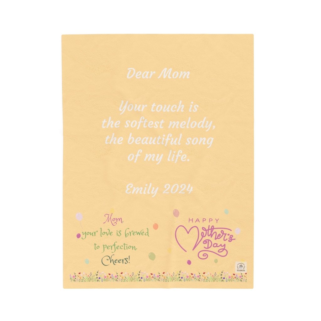 Custom Sentences, Velveteen Plush Blanket, Muted Yellow, Happy Mother's Day Gift - PastelWhisper