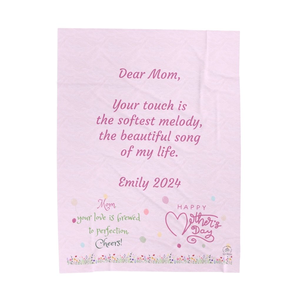 Custom Sentences, Velveteen Plush Blanket, Pink, Happy Mother's Day Gift - PastelWhisper