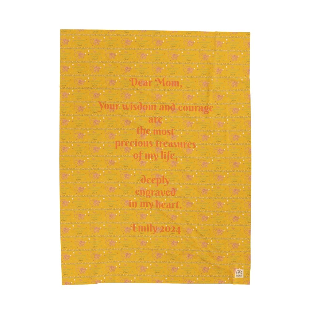 Custom Sentences, Velveteen Plush Blanket, Yellow, Happy Mother's Day Gift - PastelWhisper