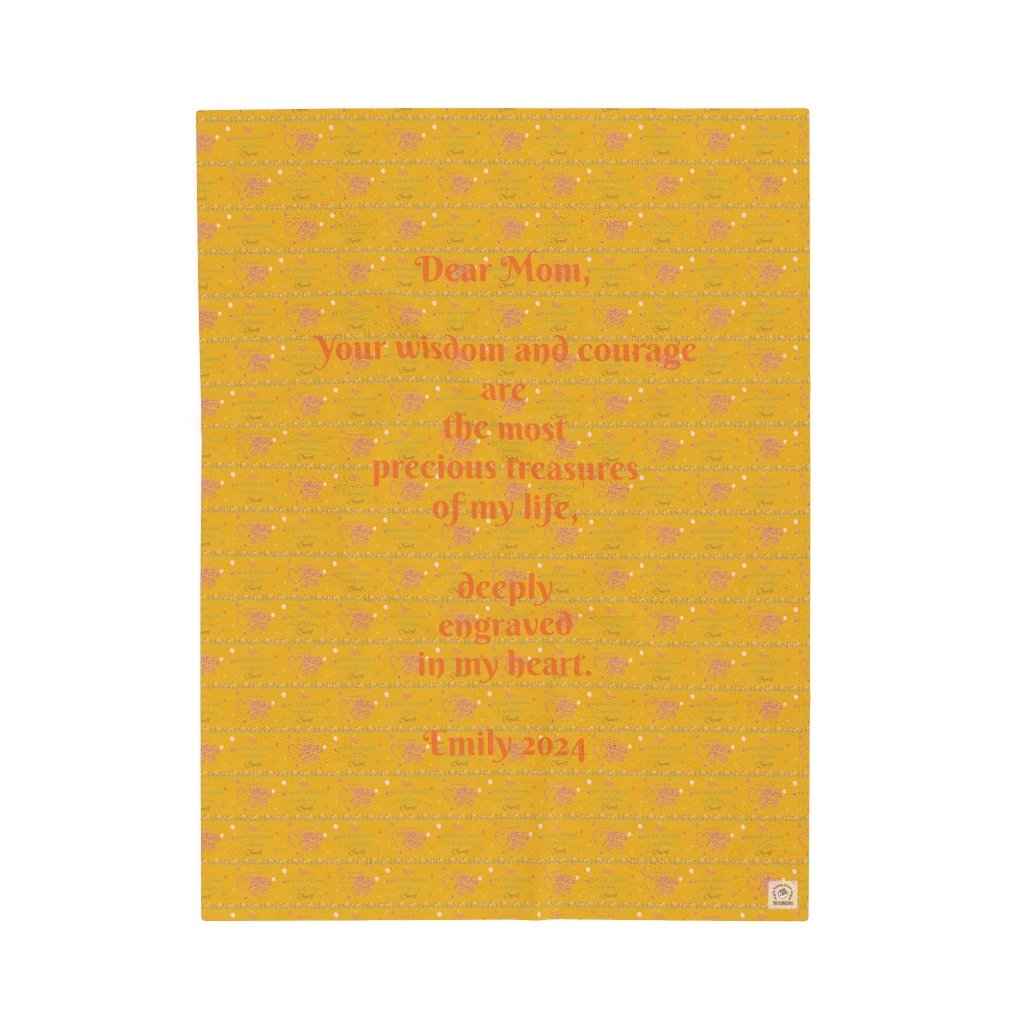 Custom Sentences, Velveteen Plush Blanket, Yellow, Happy Mother's Day Gift - PastelWhisper