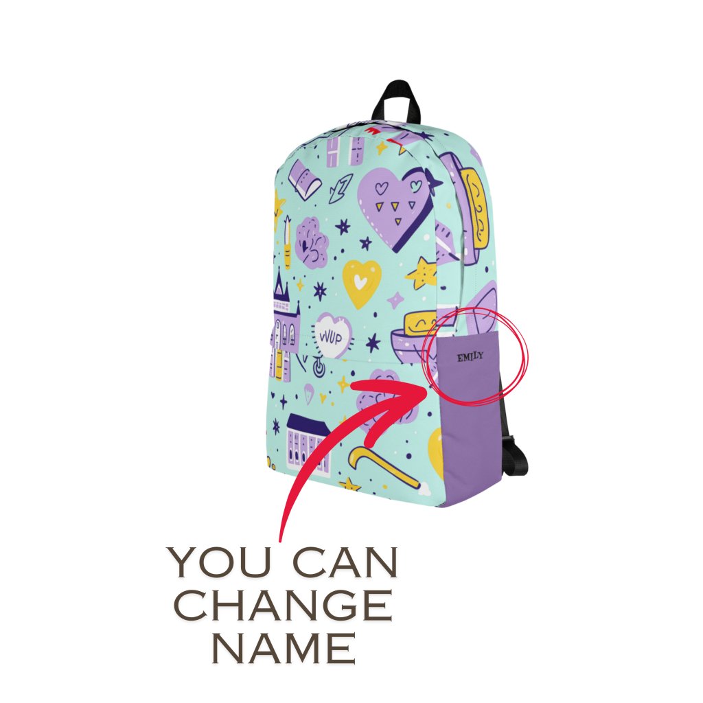Custum Name Mint Backpack : Personalized Name - PastelWhisper