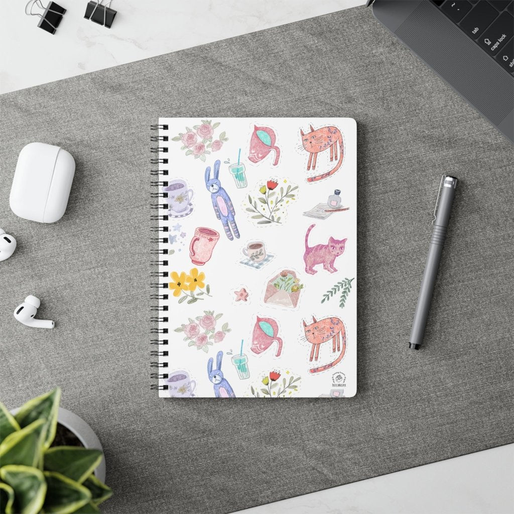 Cute Illust Wirobound Softcover Notebook, A5 - PastelWhisper