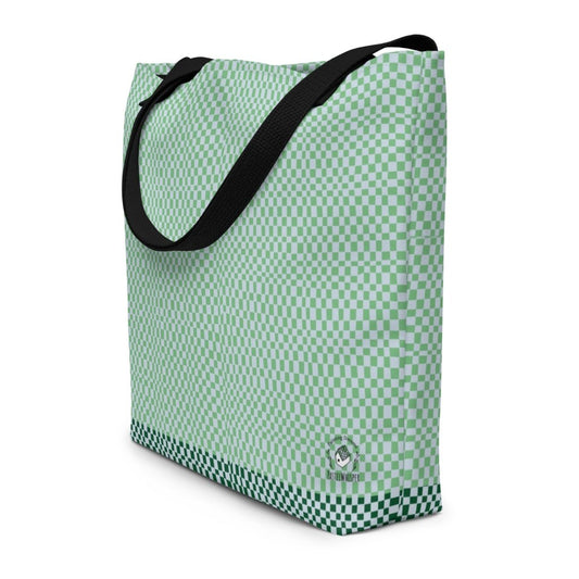 Greentone Buffalo Pattern _ Large Tote Bag, 16"x20" - PastelWhisper