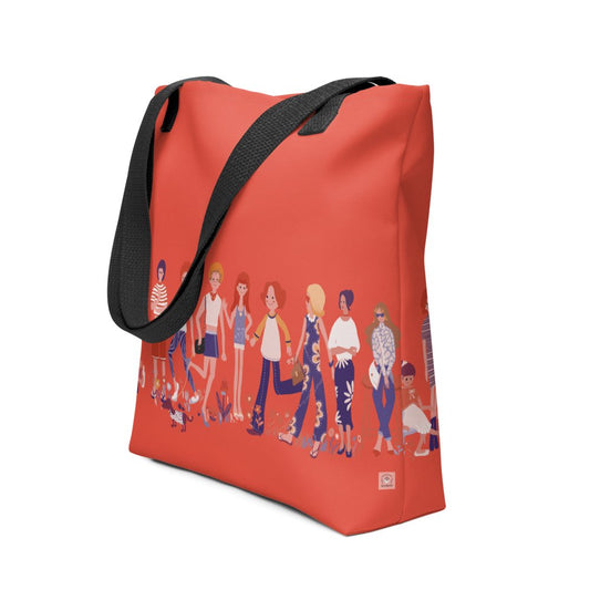 Happy People Tote Bag, Bag Gift for Family and Friends, 15" x 15", 2 colors - PastelWhisper