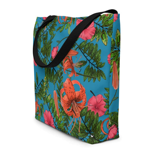Large Graphic Tote Bag, 16" x 20", Tigerlily, all over printed - PastelWhisper
