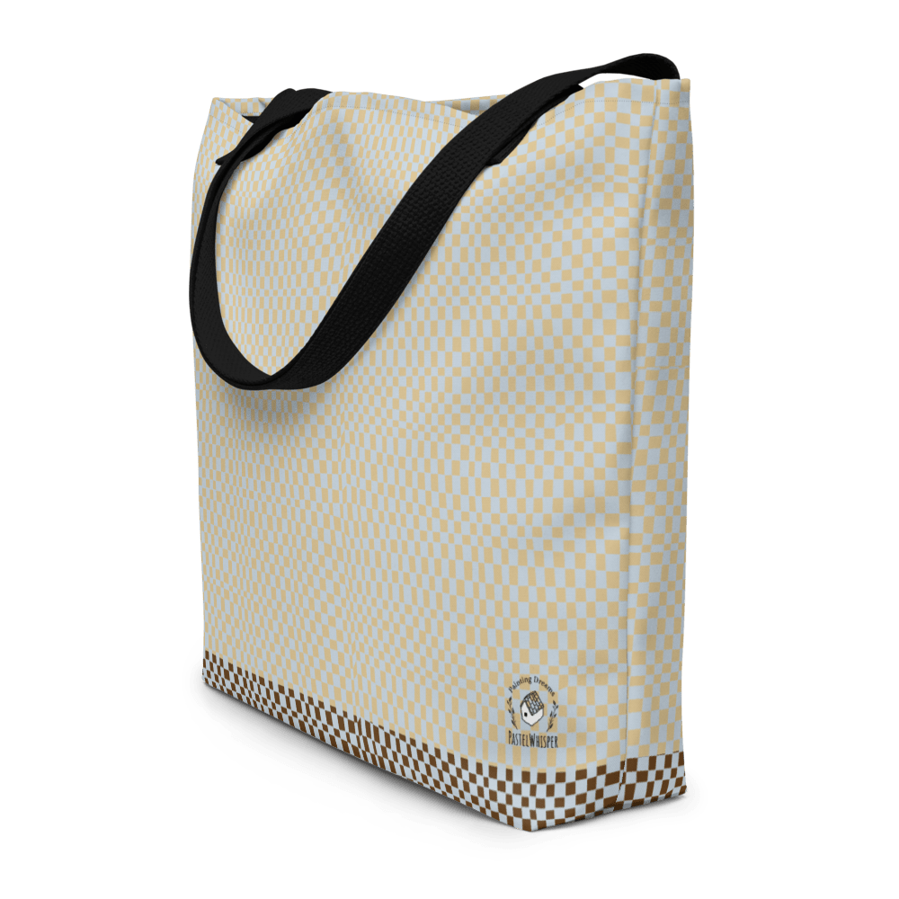 Light Gray Buffalo Pattern_Large Tote Bag, 16"x20" - PastelWhisper