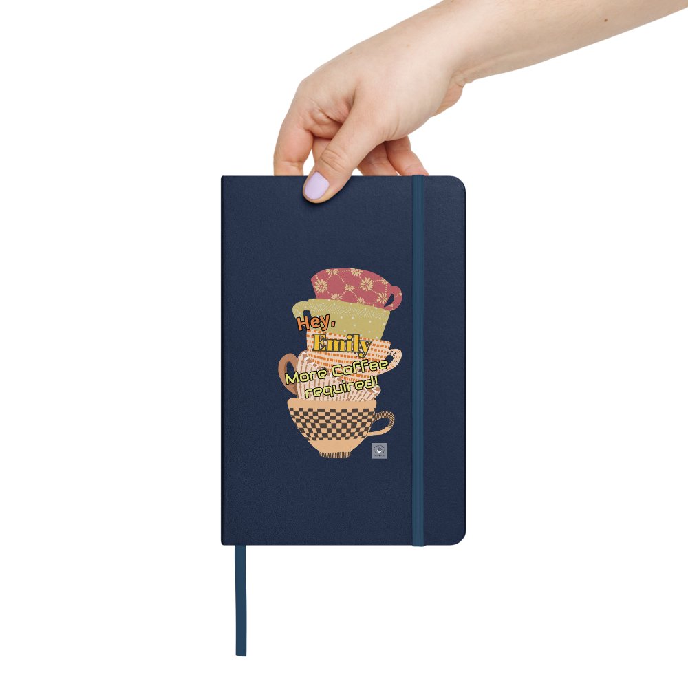 More coffee required illust Hardcover bound notebook, Personalized - PastelWhisper