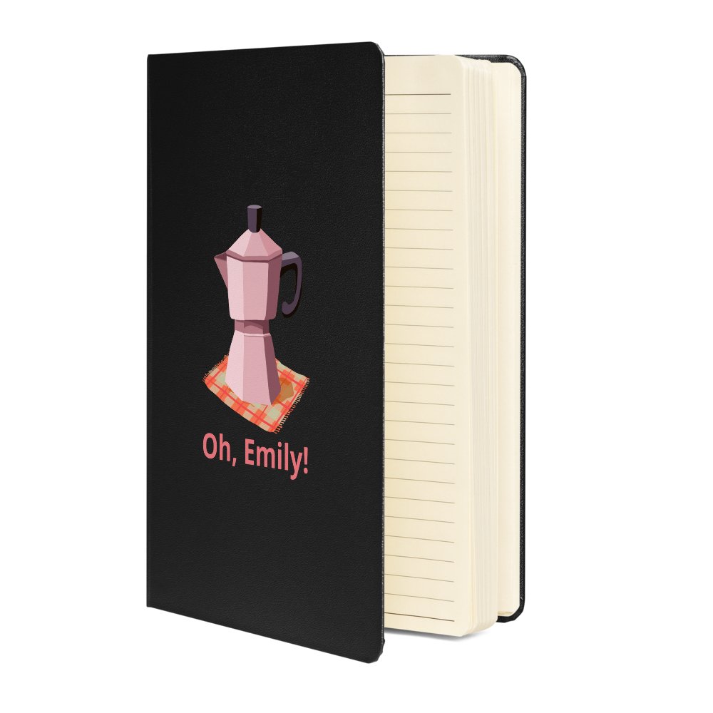 Oh, Emily with coffee illust Hardcover bound notebook, Personalized - PastelWhisper