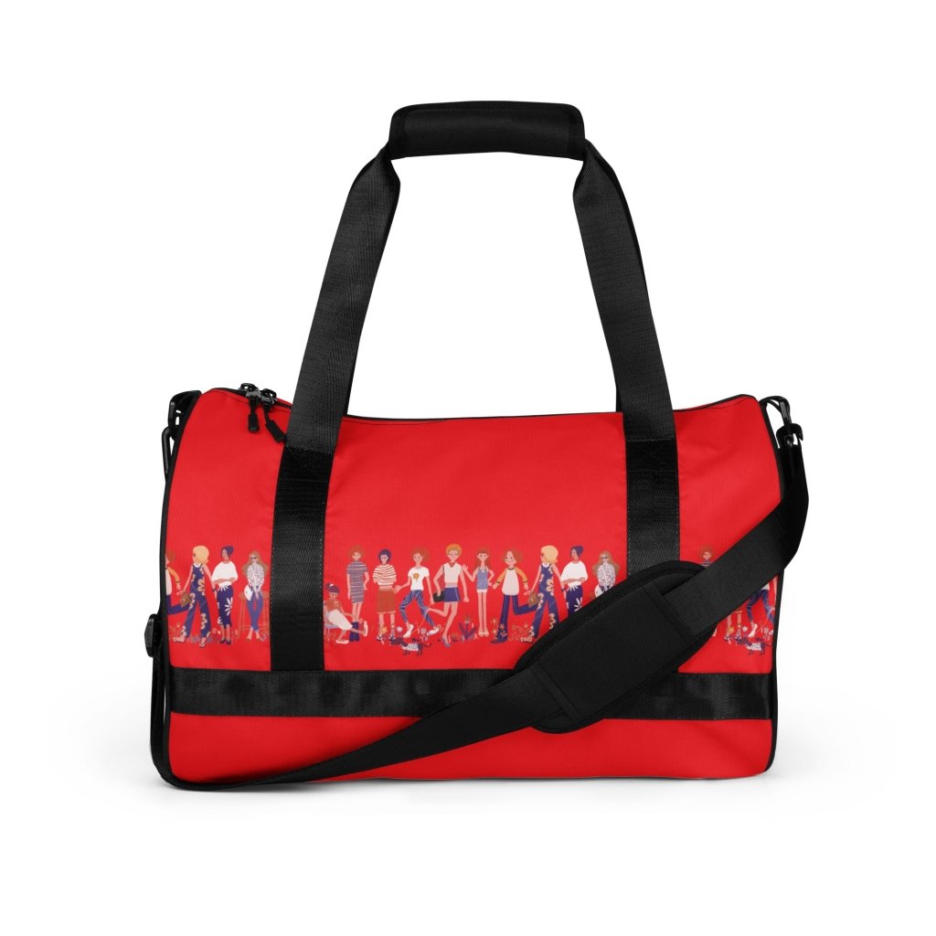 Pastel Whisper All-over print Red gym bag, Happy People graphic Duffle Bag - PastelWhisper