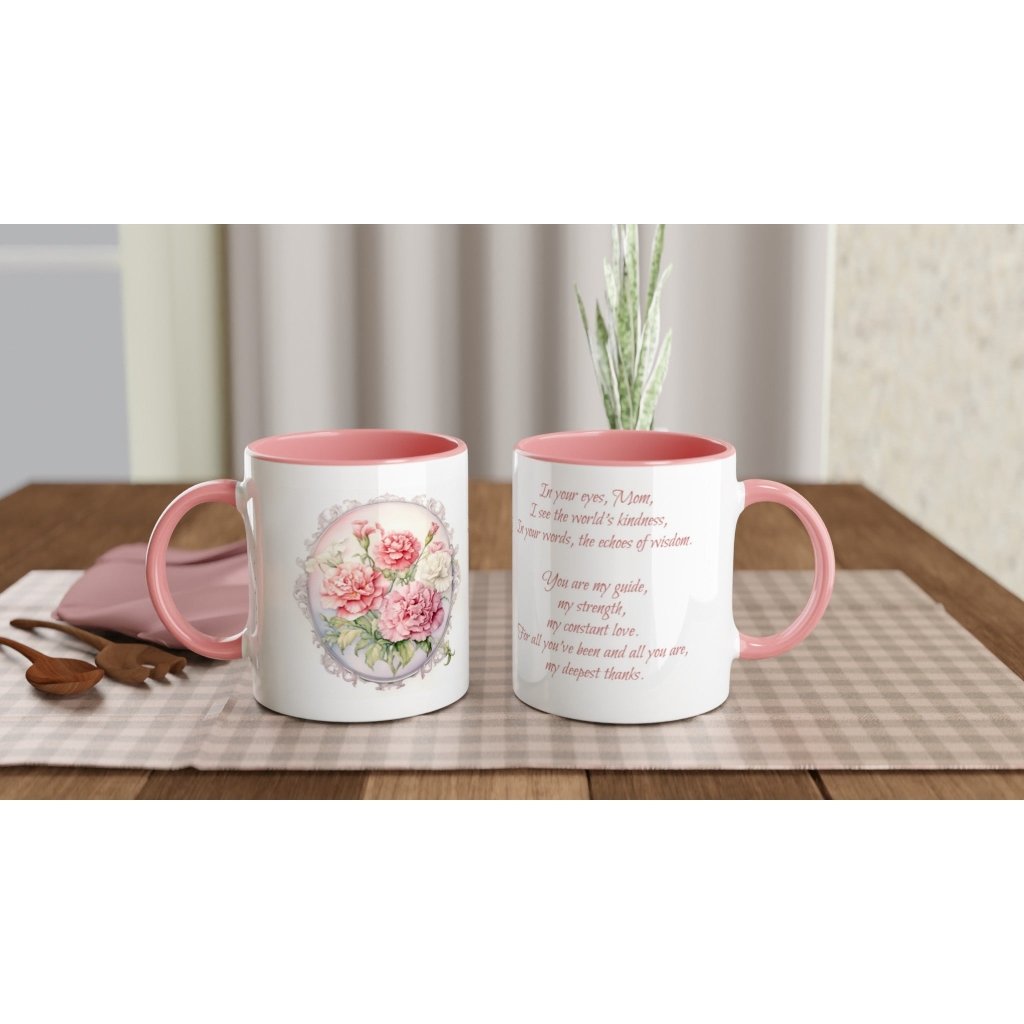 Personalized Happy Mother's Day Carnation White 11oz Ceramic Mug - PastelWhisper