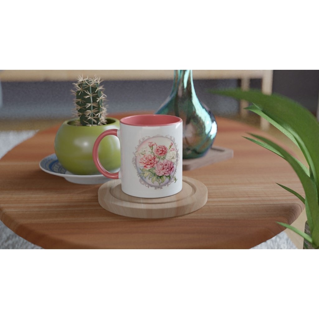 Personalized Happy Mother's Day Carnation White 11oz Ceramic Mug - PastelWhisper