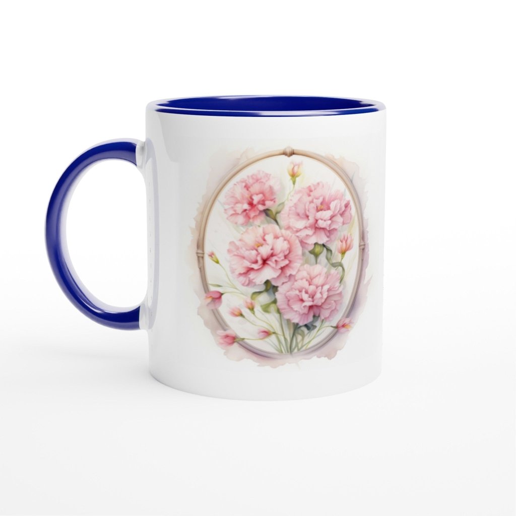 Personalized Happy Mother's Day Carnations White 11oz Ceramic Mug - PastelWhisper