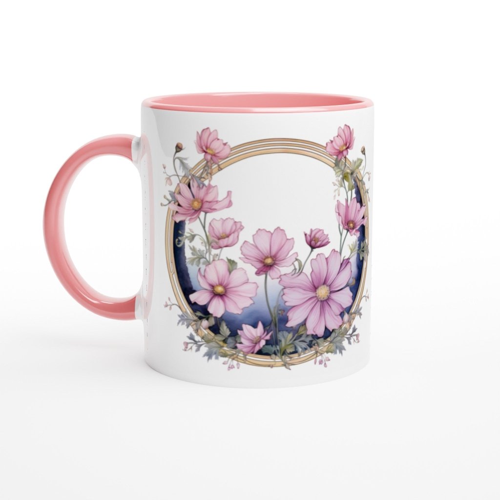 Personalized Happy Mother's Day Cosmos White 11oz Ceramic Mug with Color Inside - PastelWhisper
