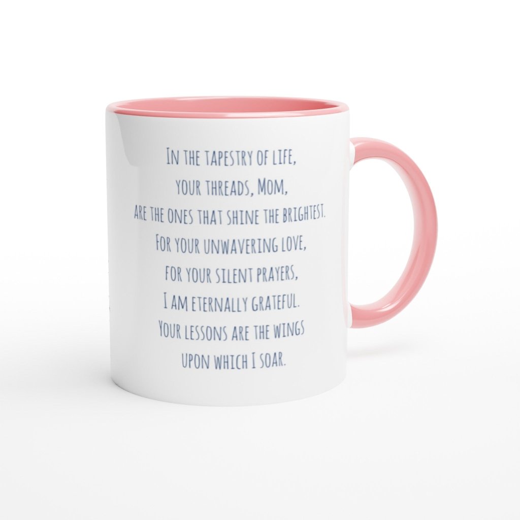 Personalized Happy Mother's Day Cosmos White 11oz Ceramic Mug with Color Inside - PastelWhisper