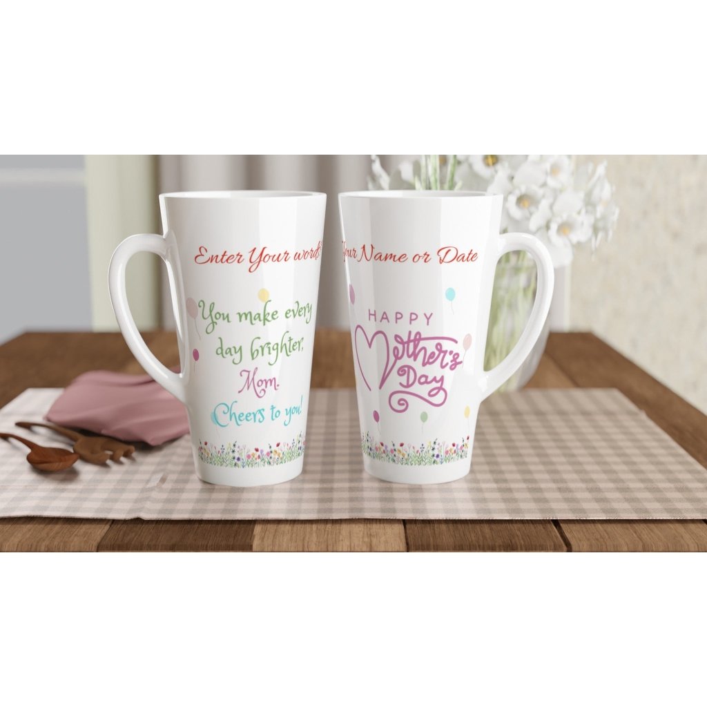 Personalized, Happy Mother's Day Gift, White Latte 17oz Ceramic Mug - PastelWhisper