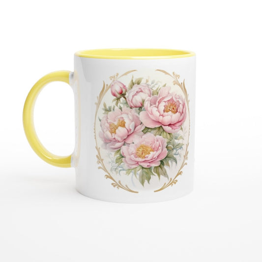 Personalized Happy Mother's Day PeoniesWhite 11oz Ceramic Mug - PastelWhisper