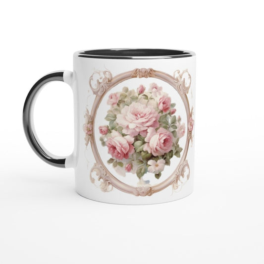 Personalized Happy Mother's Day, Roses, White 11oz Ceramic Mug with Color Inside - PastelWhisper