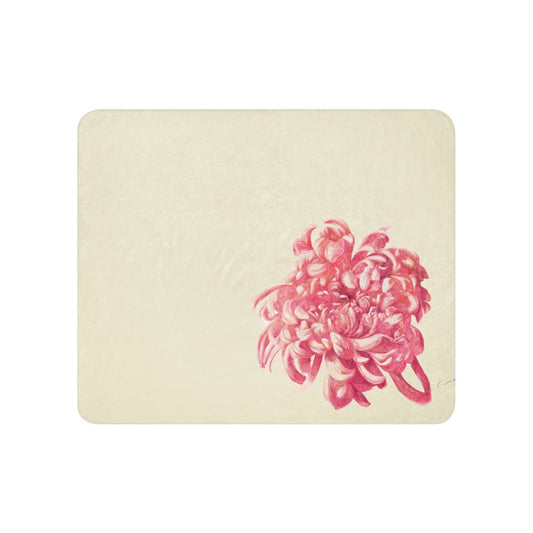 Pink Flower, Apricot White Sherpa Blanket, 37"x57", 50"x60" - PastelWhisper