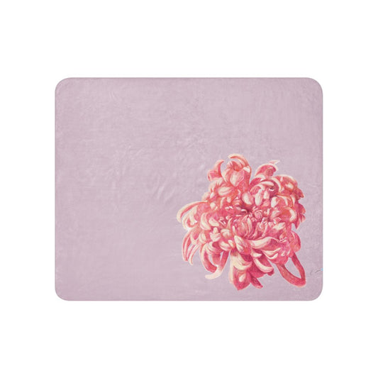 Pink Flower, Purple Sherpa Blanket, 37"x57", 50"x60" - PastelWhisper