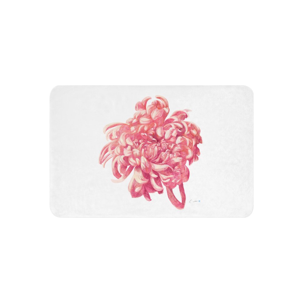 Pink Flower, white Sherpa blanket, 37"x57", 50"x60" - PastelWhisper