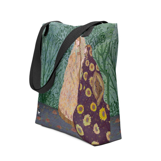 Princess walking in the Green illustration Tote bag, 15"x15" - PastelWhisper